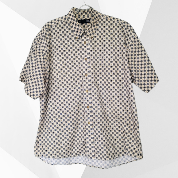 CROSSINGS Men's Checked Print Short Sleeve Dress Shirt Size XL - Picture 1 of 8